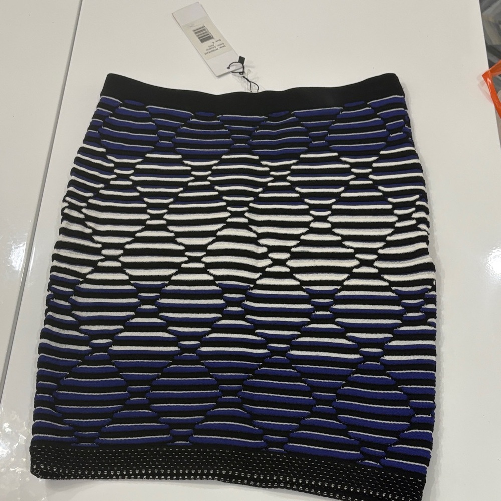 Parker Black and Blue Textured Pencil Skirt